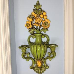 VINTAGE Wall Hanging Avocado Green Mustard candle